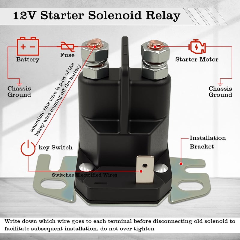 FBLOWMOD 812-1201-211 Starter Solenoid Relay for Lawn Mower, 12V Relay Switch, Fit for B&S/Trombetta Lawn Mower, Replace 691656, 555375GS, 790951, 812-1201-211-05, 812-1201-211-06 - Image 5
